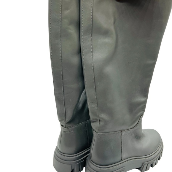 MARC FISHER WOMEN’S BEAUTIFUL TALL GRAY LEATHER PLATFORM MALENA BOOTS SIZE 8.5 - Picture 13 of 15